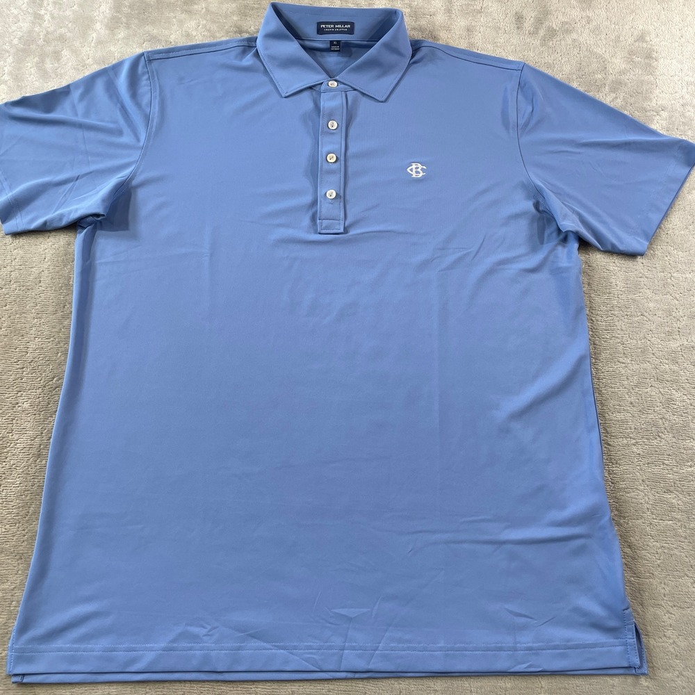 Peter Millar Crown Crafted Polo Shirt Mens XL Blue Golf Preppy Minimalist Casual